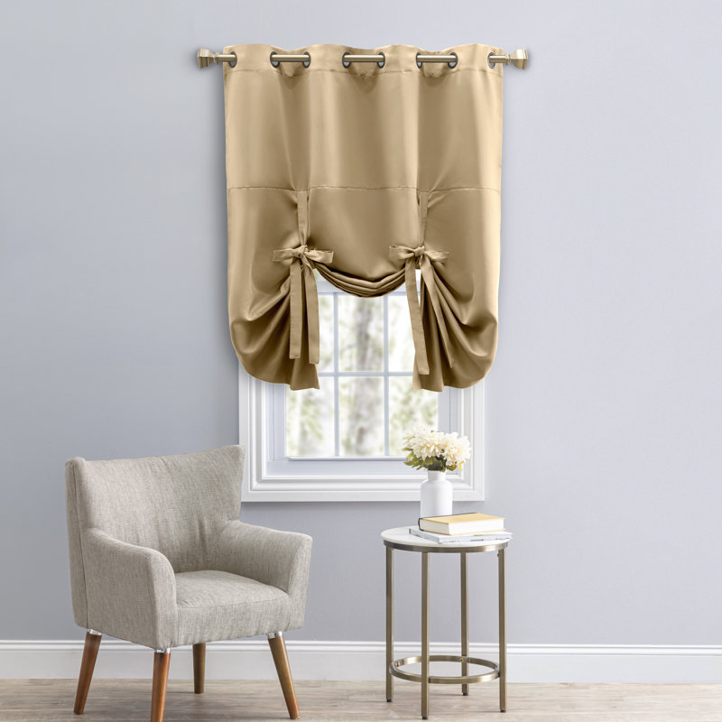 Takirra Gorgeous Decorative Tie-Up Grommet Single Curtain 63"L Panel, Sand