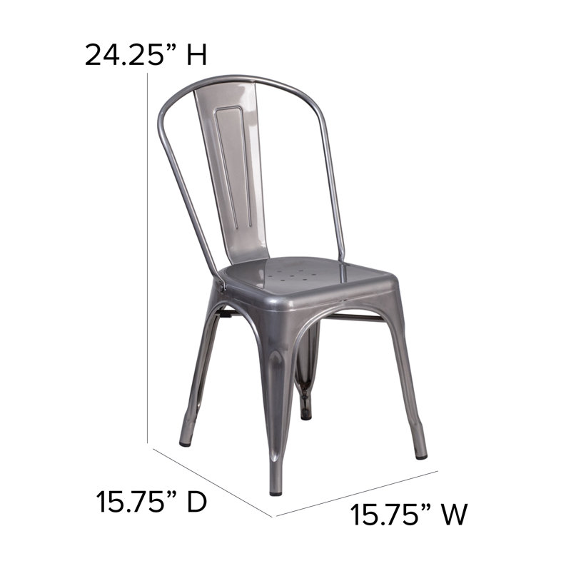 Chaise d'intérieur empilable transparente en métal enduit