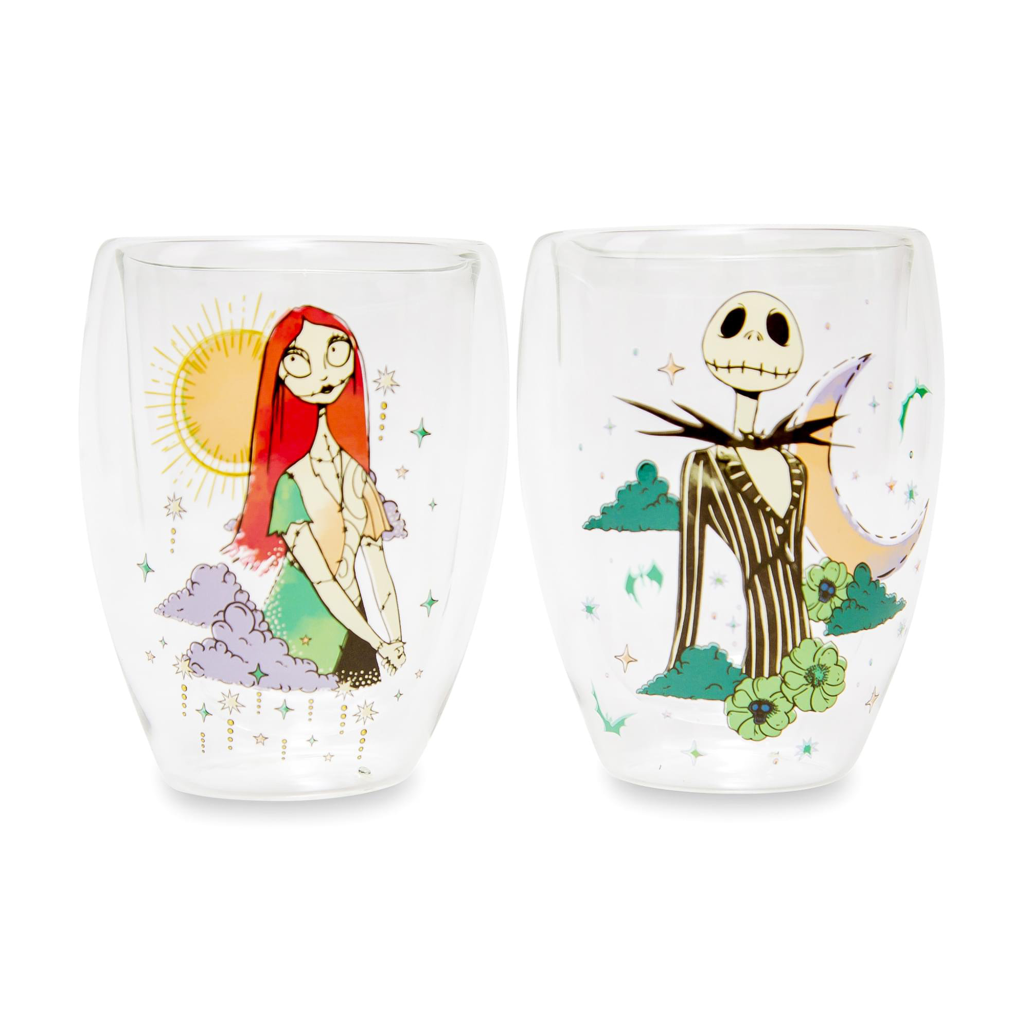 The Nightmare Before Christmas Jack & Sally 16 oz 2 Piece Glass Set