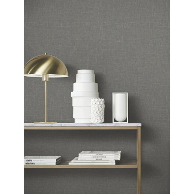 Highland Tweed Charcoal Faux Fabric Wallpaper