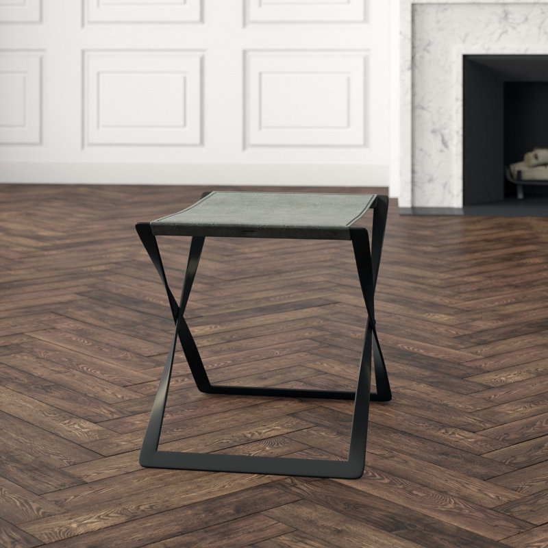 Folding Stool-Brown Leather