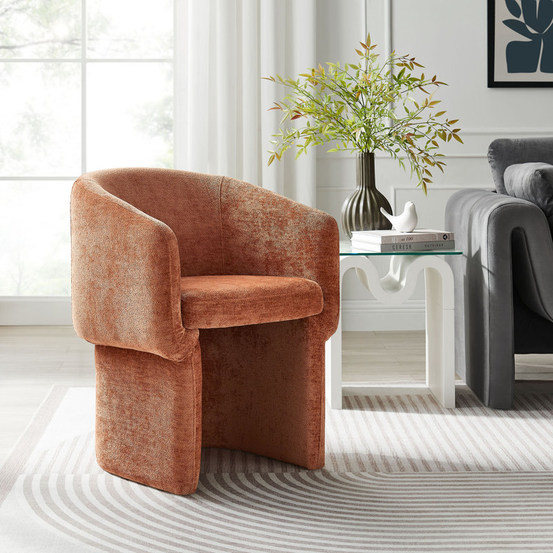 Verity Chenille Dining Armchair, Rust