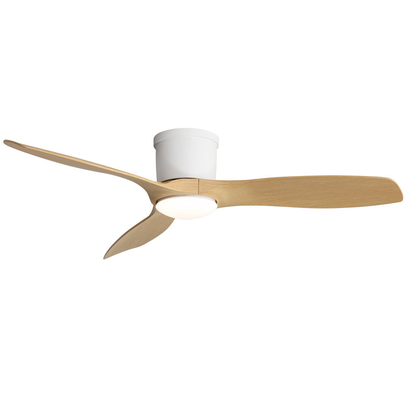  52-inch Modern Ceiling Fan with Light, Remote Control Smart Fan, 3 ABS Blades, DC Motor, 6 Speeds, Flush Mount for Bedroom, Living Room