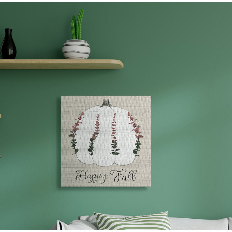 Joyeux automne ombre eucalyptus, récolte de citrouilles, Toile tendue, H 30 po x l 30 po