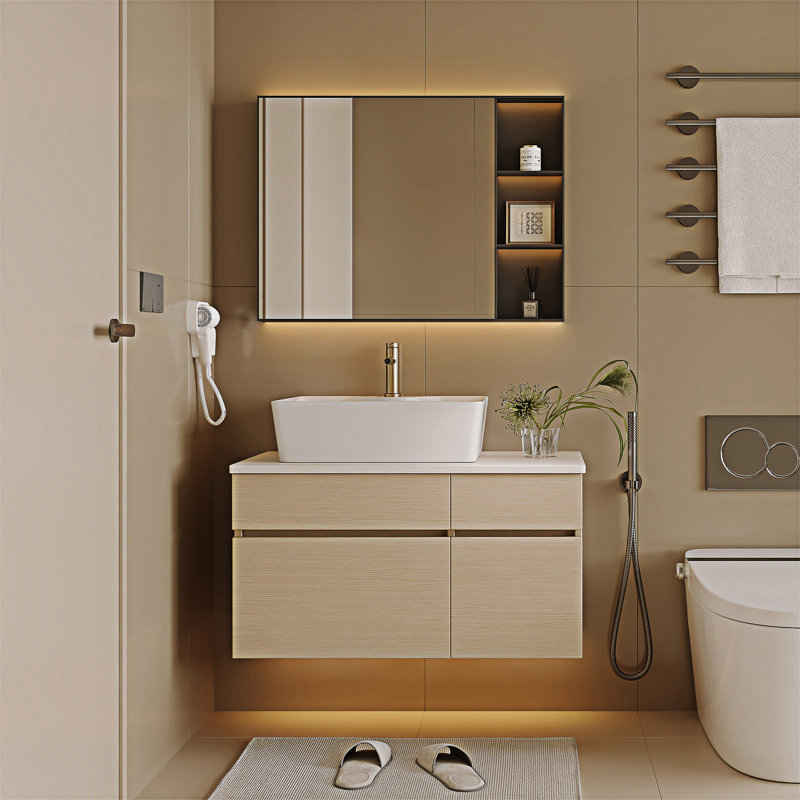 Petit meuble-lavabo flottant simple avec lavabo