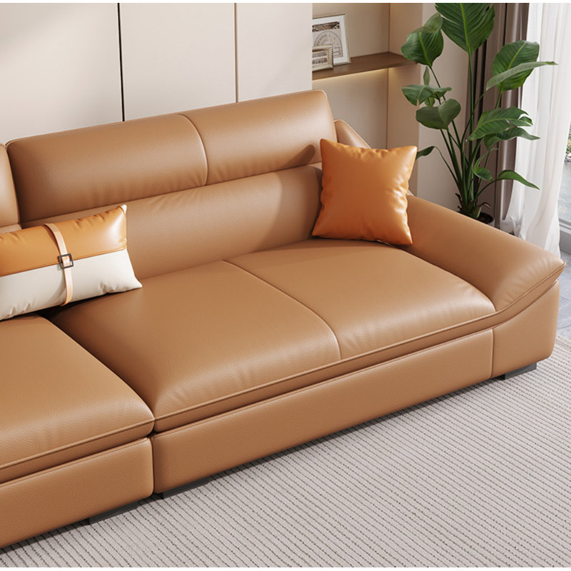 Canapé simple en similicuir, H 34,6 po x l 122,04 po x P 37,4 po, Brun