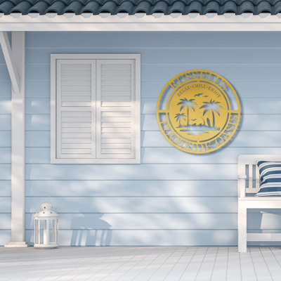 Palmier tropical, art mural en métal Coastal Beach House