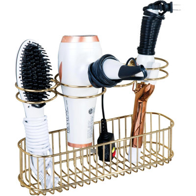 Hair Dryer Caddy – Wall Mounted Storage Rack with 4 Compartments – Hair Tool Organiser