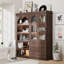 Ensemble d'armoires de rangement de 70 po de hauteur avec tablettes à DEL et garde-robe en verre, armoire moderne en bois avec tiroirs, rangement multifonctionnel pour le salon et la chambre à coucher