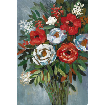 Red and White Rose Bouquet - Painting Print