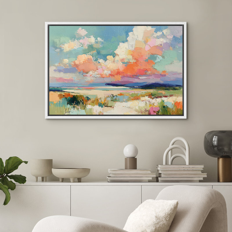 Impression de paysage mural coloré de paysage nuageux pour le salon chambre à coucher, reproduction d'art sur toile encadrée