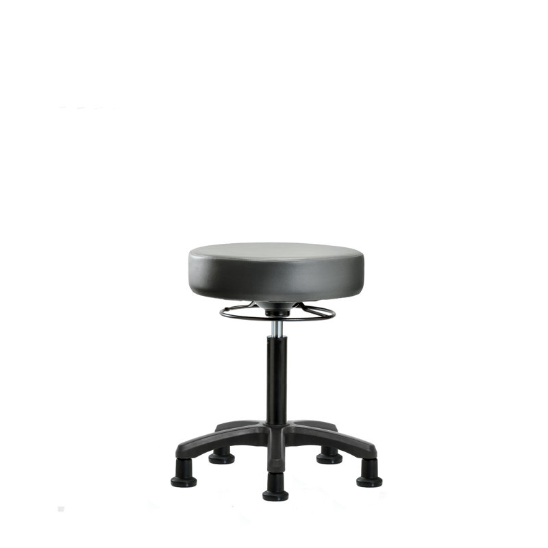 Tabouret de laboratoire en vinyle, Argenté, Patins fixes, 27.75"