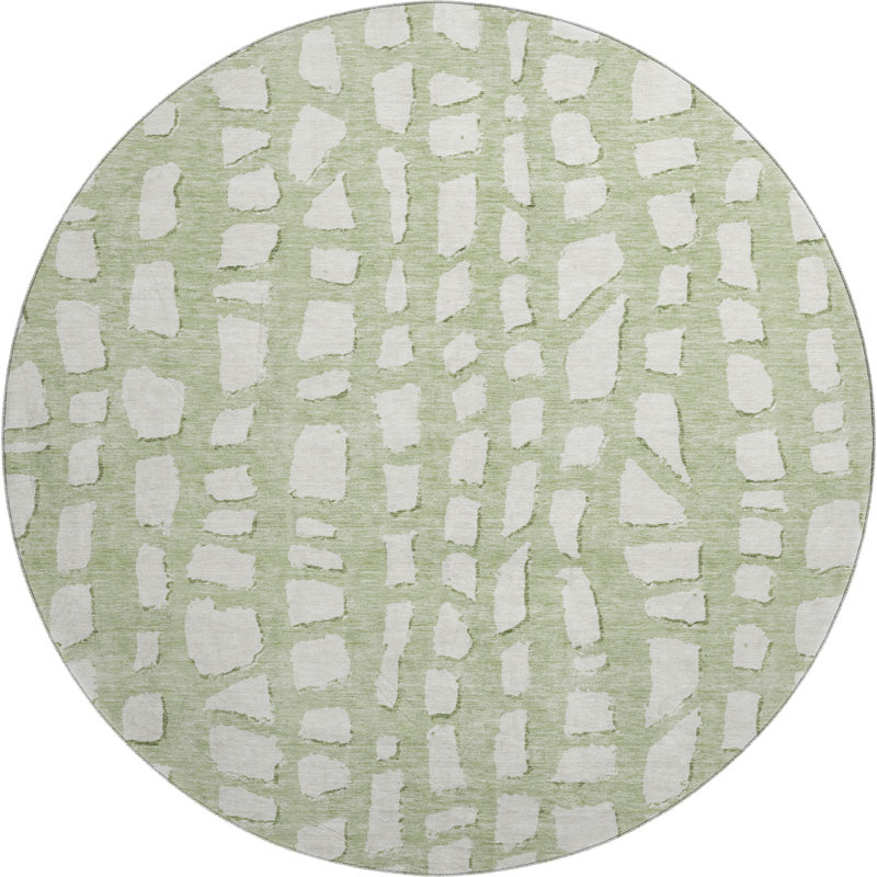 Premium Machine Washable Prisco Aloe Rug, Round 8'