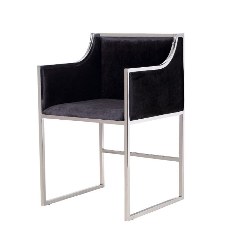 Velvet Side Chair, Chrome, Black