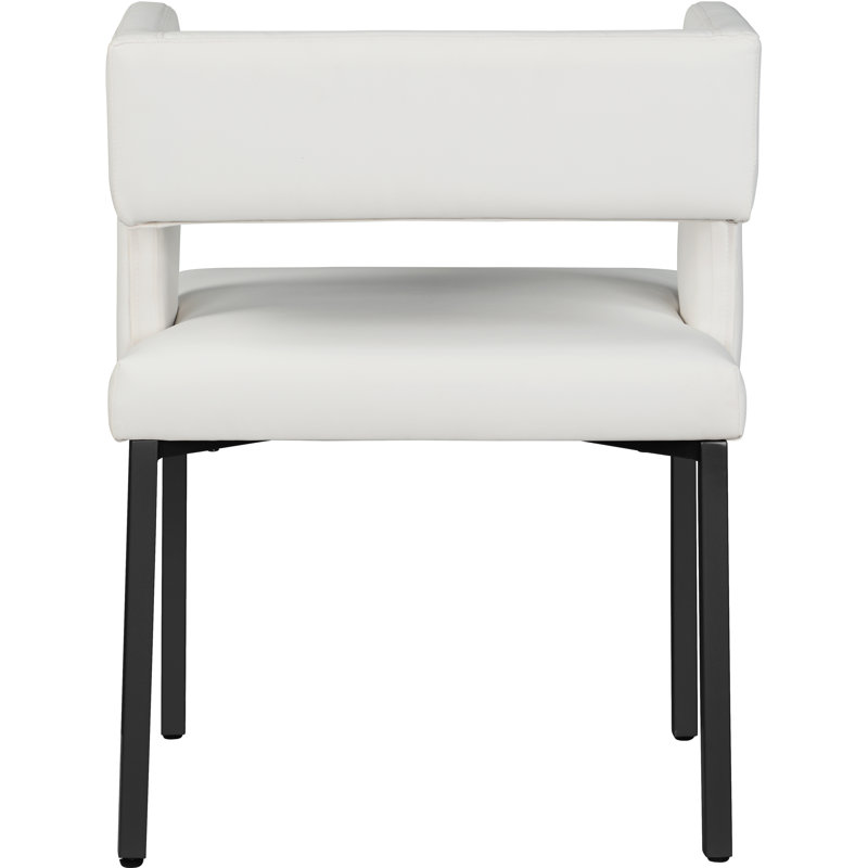 Caleb White Faux Leather Low-Back Side Chair with Matte Black Legs