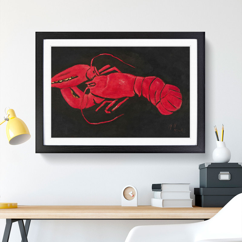 Lobster on Black by Marsden Hartley - Picture Frame Painting, Black Framed, 36cm H x 48cm W x 2cm D