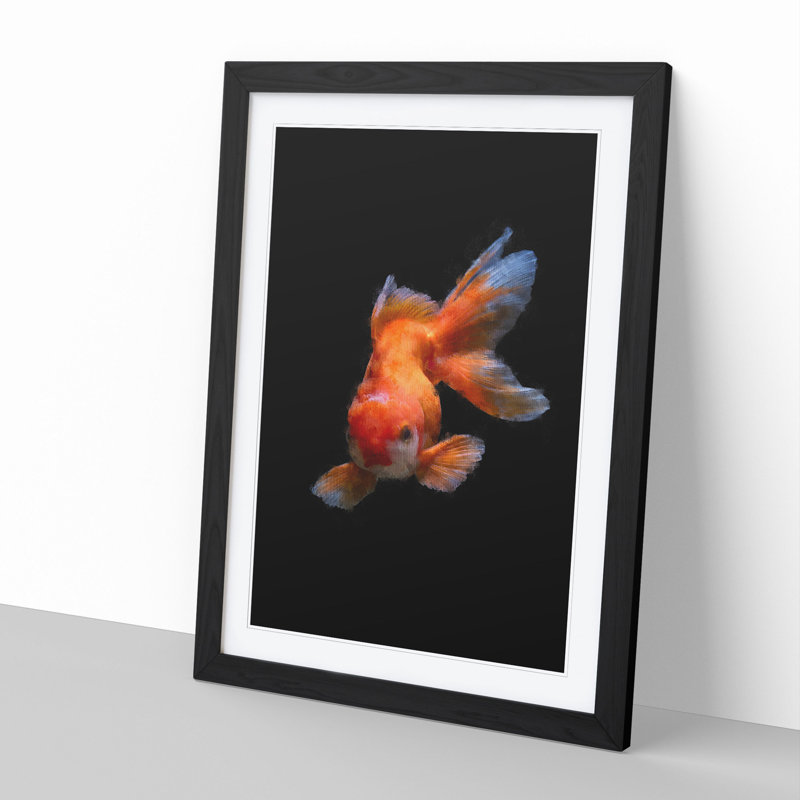 Chinese Golden Fish - Picture Frame Graphic Art, Black Framed, 48cm H x 36cm W x 2cm D