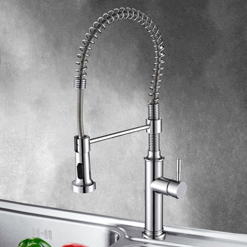 Robinet d'évier de cuisine à poignée simple rétractable, Argent