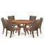 Ensemble de table de salle à manger moderne 5 pièces composé d'une table et de 4 chaises en lin brun avec dossier capitonné, noyer antique-1986205224-2006836091