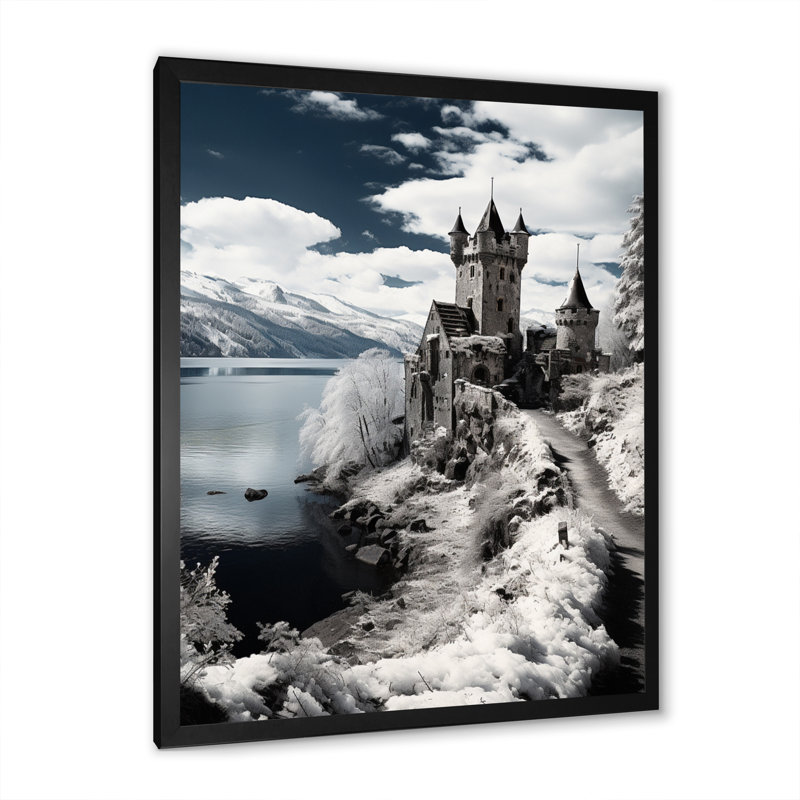 Allemagne, beau paysage noir et blanc sur toile, H 20 po x l 12 po x P 1 po, Cadre photo noir