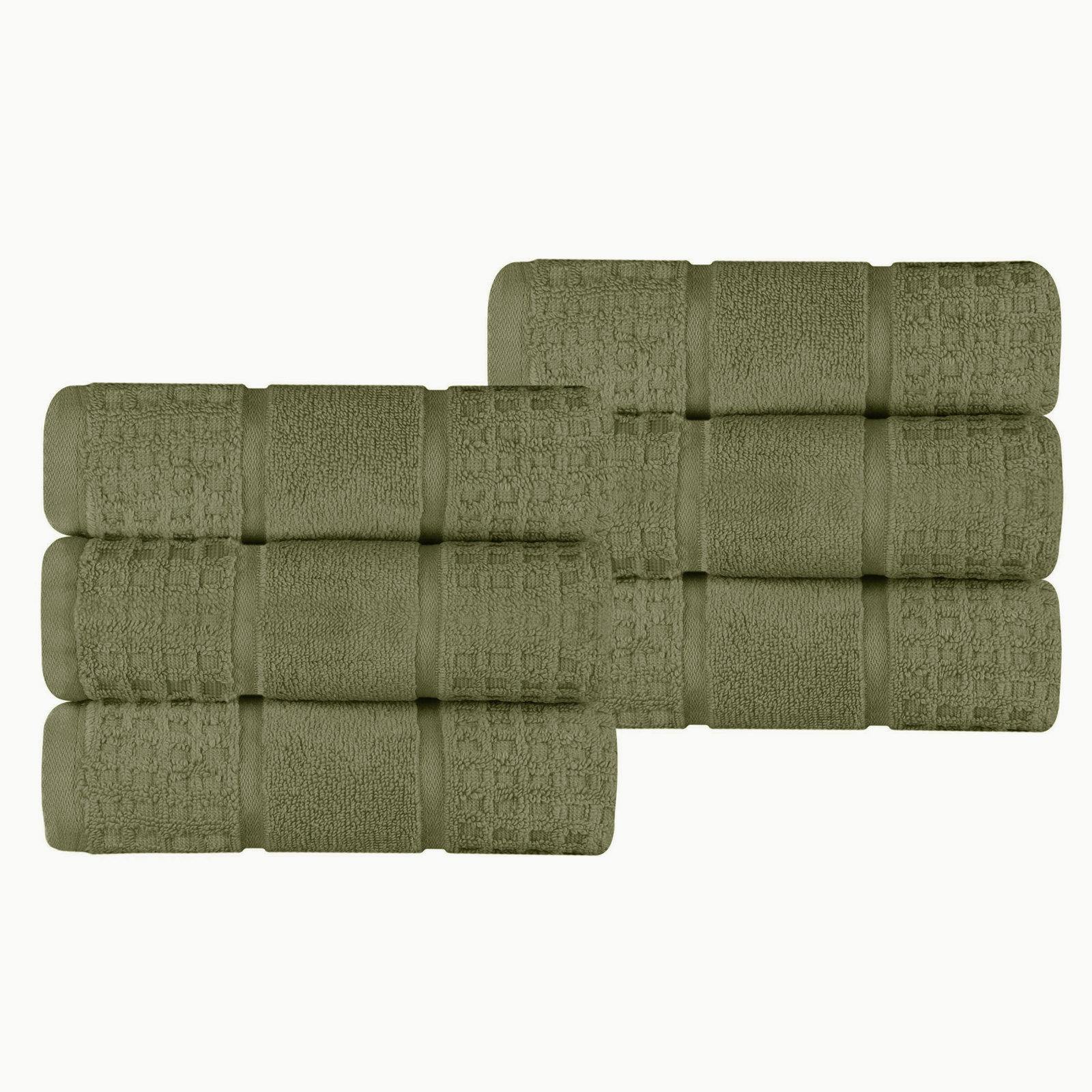 Camillah Waffle Cotton Hand Towel Set, Forest Green