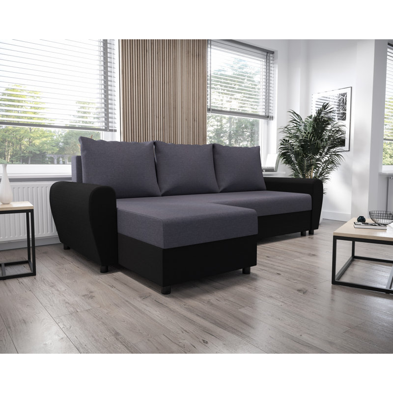 Shylee 3 Seater Corner Sofa , Left -sided, Dark gray/Black - Sawana96/Sawana14