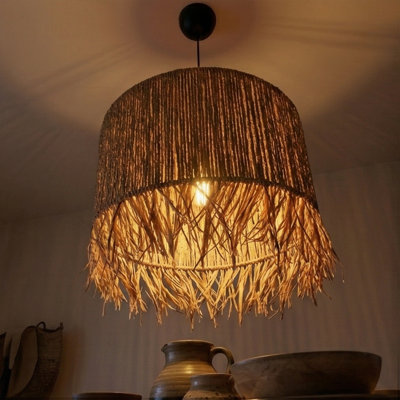 Zayla 1-Light Single Fringe Jute Tassel Chandelier