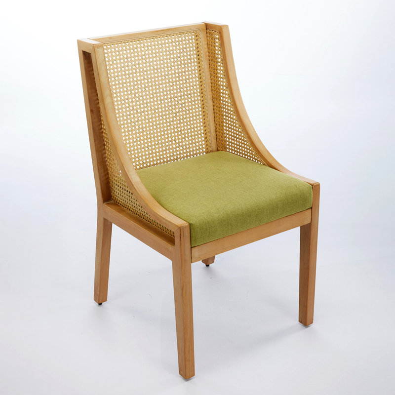 Chaises de salle à manger en rotin, Vert olive