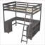 Lit mezzanine double en bois de pin avec rangement en U et bureau en forme de U, sans sommier tapissier, capacité de 550 lb, brun antique pour la chambre à coucher-588515896