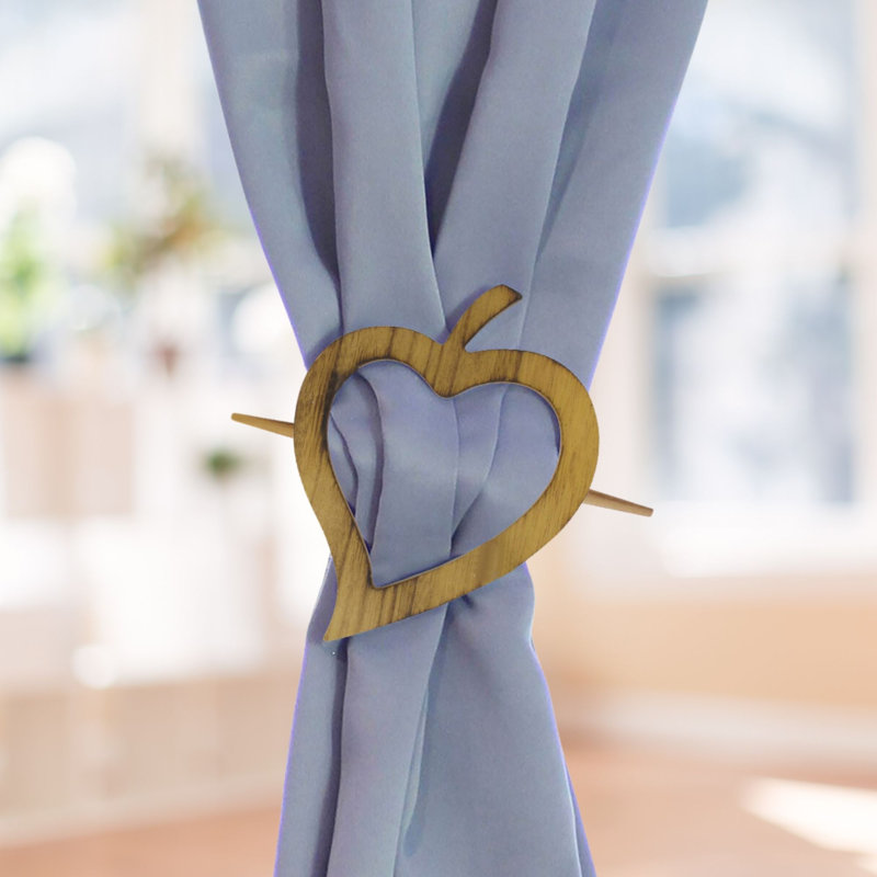 Natural Brown Wooden Heart Curtain Tieback - Decorative and Functional