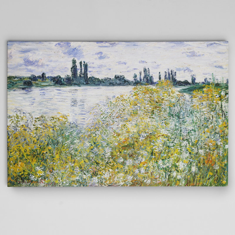 Fleurs sur les rives par Claude Monet - reproduction, H 24 po x l 36 po, Toile tendue, Sans cadre