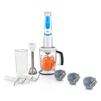 Braun MultiQuick Spiralizer and Hand Blender with 3 Spiralizing Blades, Blending Wand, 5-Cup Chopper, and Blender