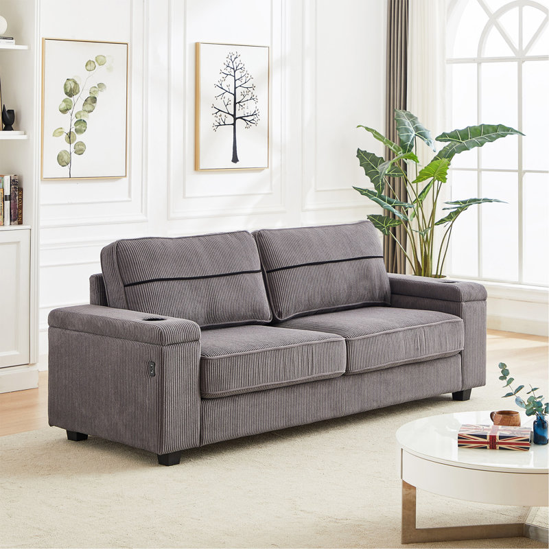 Avangaline 86.5'' Corduroy Sofa, Gray