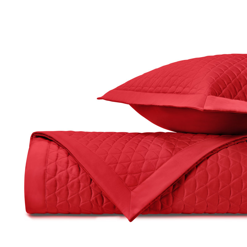 Anastasia Quilted Sateen Coverlet Set, Bright Red, King Coverlet/Bedspread + 2 Shams