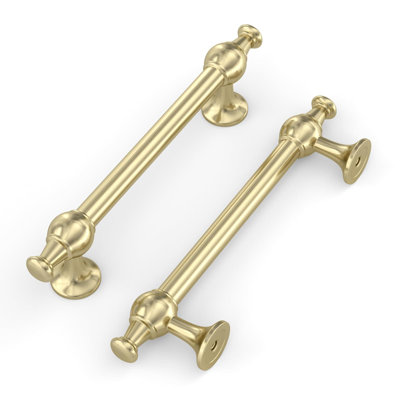 Classic Oval-Bar Cabinet Pulls, Solid Zinc Alloy Brushed Brass Handles, Heavy Duty Hardware For Kitchen Cabinets, Drawers, And Furniture With Easy Installation