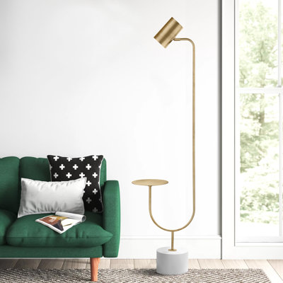 Lampe sur pied magin en laiton antique avec plateau rond Magin