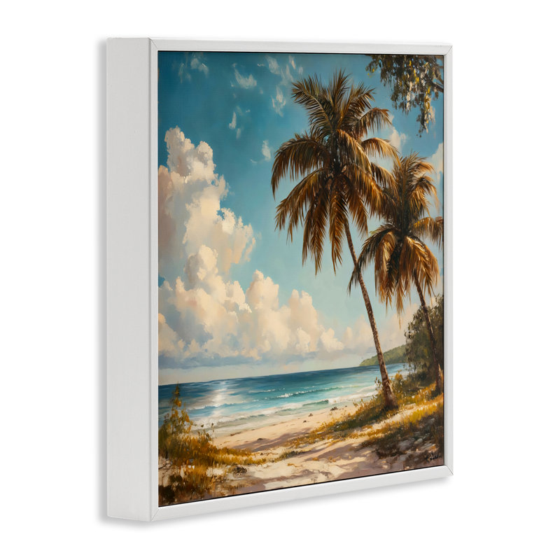 «Summer Beach Palms & Clouds», estampe numérique, design by Creative Studio, H 24 po x l 24 po, Blanc
