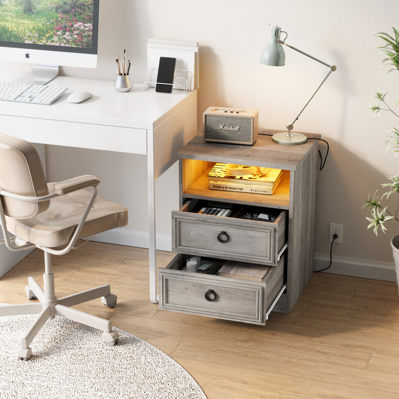 Aftinia 2-Drawer Nightstand, Gray