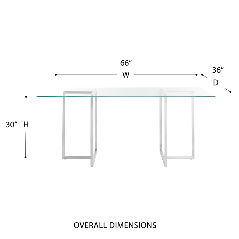 Table de salle à manger Wadley, Acier inoxydable brossé, L 66 po x l 36 po