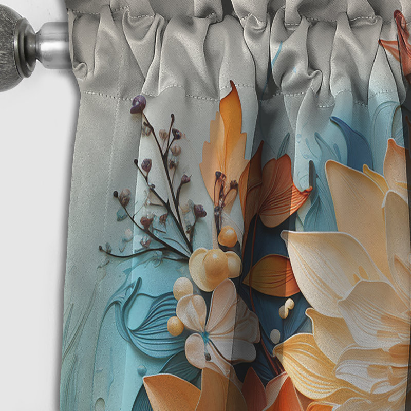 Tourbillon orange sarcelle Botanical Whirlwind I - rideau abstrait occultant Abstract Botanicals - 1 panneau