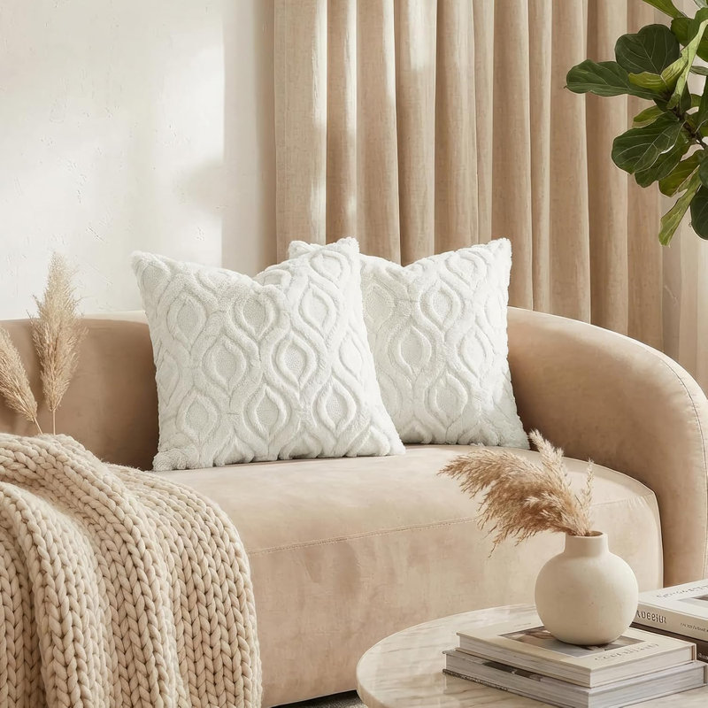 Striped Square Cushion Cover, Cream White