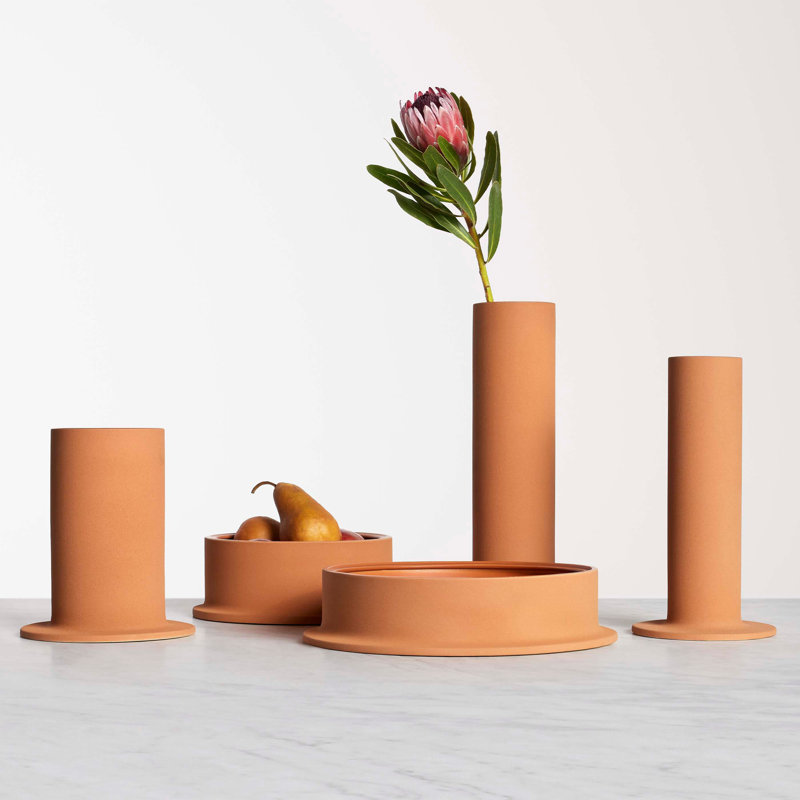 Flange Ceramic Table Vase, 9" H x 7" W x 7" D