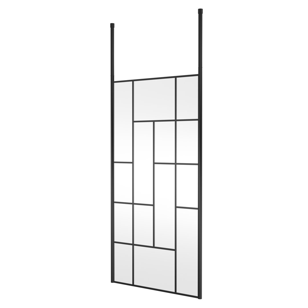 Hudson Reed Matt Black Abstract Framed Wetroom Shower Screen With Ceiling Posts | | Glass/Aluminium | 1000Mm X 1950Mm - Image 3