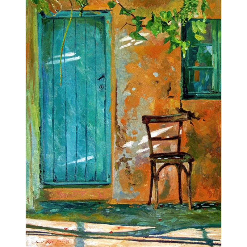 «Old Wood Chair» par David Lloyd Glover, reproduction d'art sur toile tendue, H 16 po x l 12 po x P 1,5 po