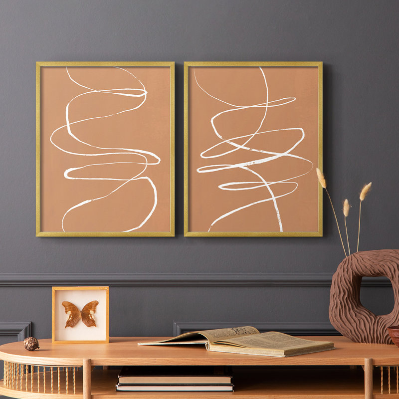 Terracotta Drift I-Premium, reproduction encadrée prête à accrocher - aucun clou requis - aucun clou requis, Doré