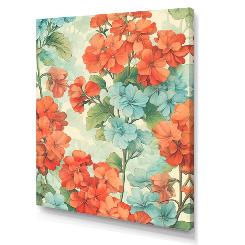 Impression sur toile «Blue and Orange Geranium Collage», H 20 po x l 12 po x P 1 po, Toile tendue