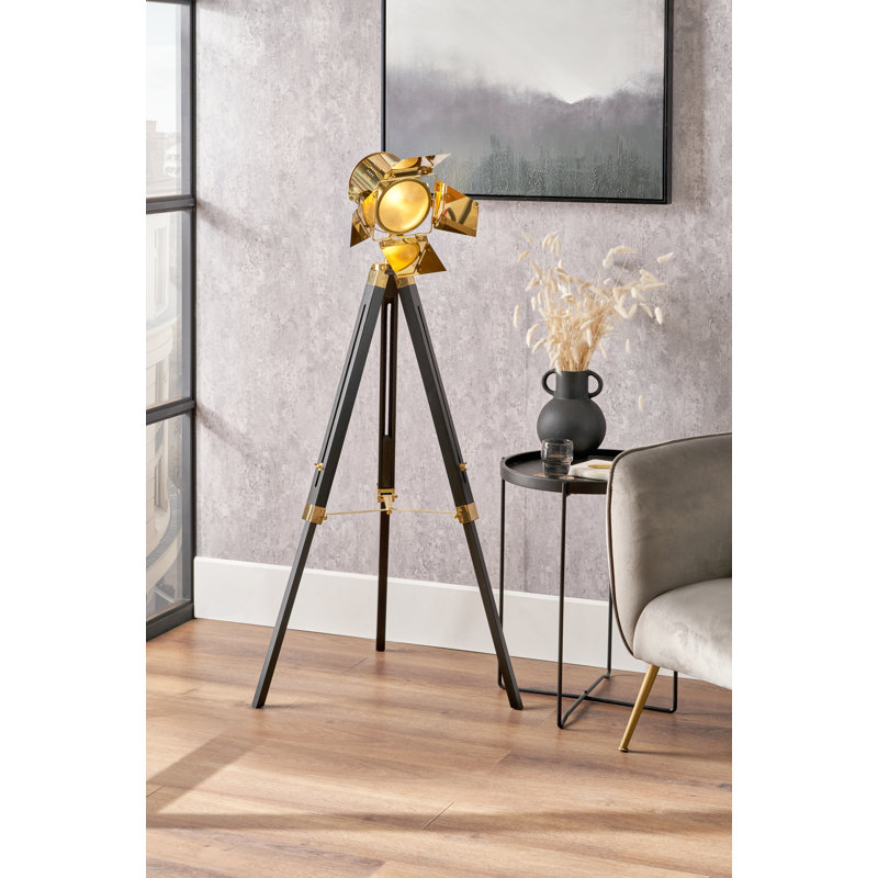 140cm Tripod Floor Lamp, Gold/Black
