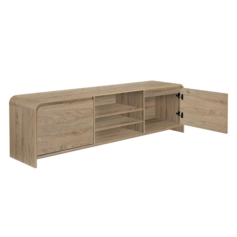 Meuble télé Maria, 2 tiroirs et tablettes, bois 71 po Maria, Beige
