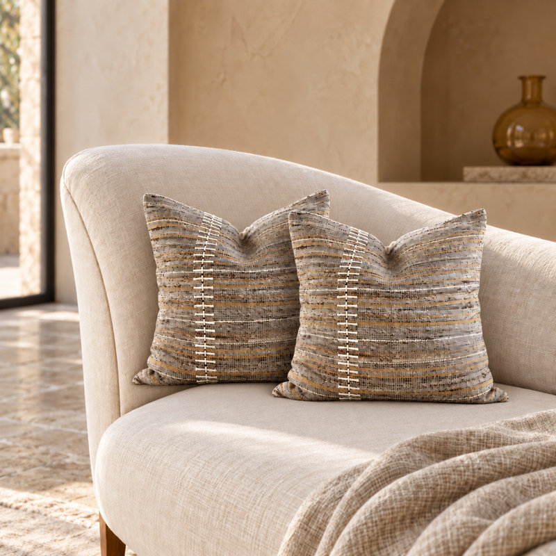 Gray Handwoven Textured Wool Decorative Pillow Cover Set 20", Square 20"