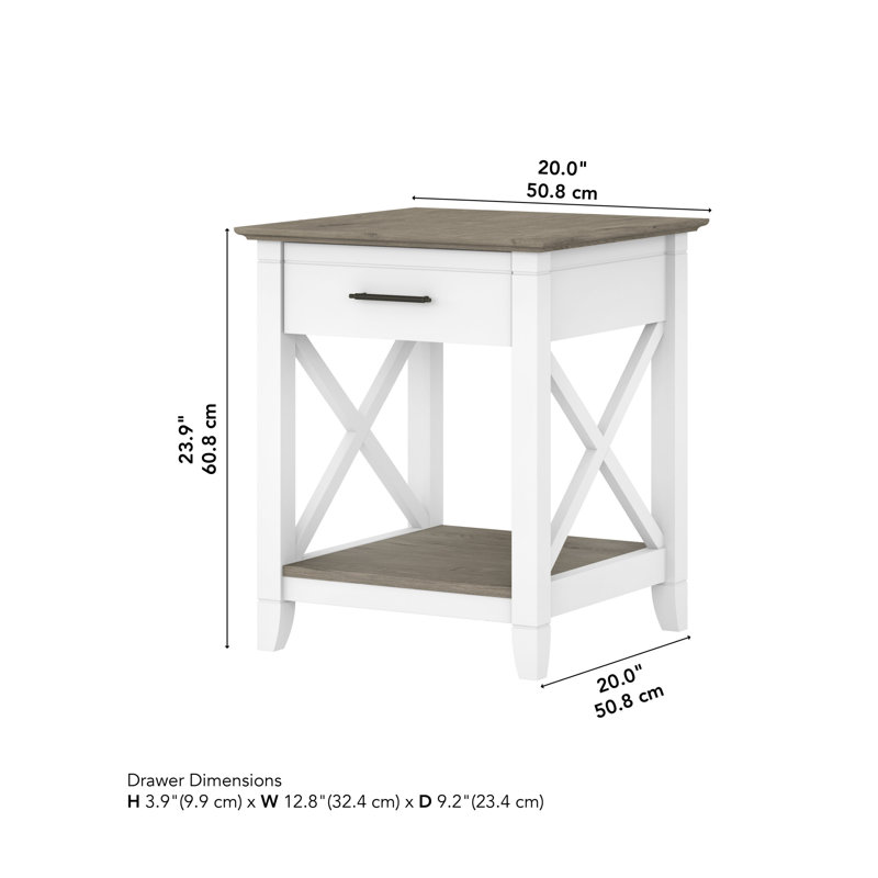 Huckins End Table with Storage, Shiplap Gray/Pure White